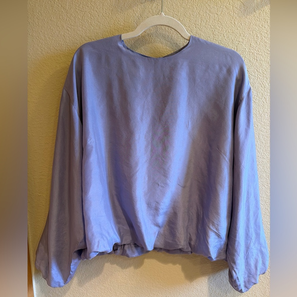 DRIES VAN NOTEN SILK TOP PURPLE LAVENDER BUBBLE SHIRT DRESSY 38